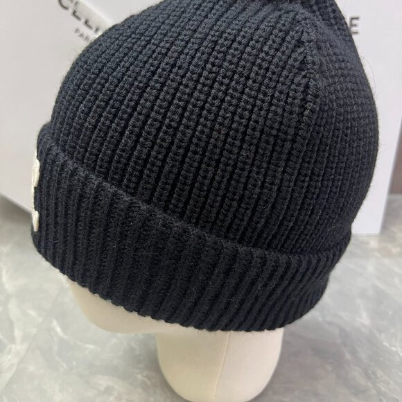 CELINE Wool Beanie Arc de Triomphe Patch Beanie - Picture 7 of 9